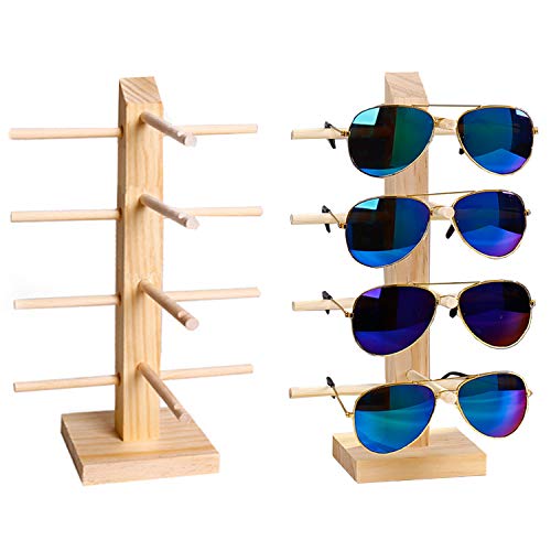 liuer 2PCS Soporte De Exhibición De Los Vidrios Gafas De Sol De Madera con Soporte para Gafas Gafas de Organizador para Almacenamiento y Presentación Adecuado para Gafas de Sol