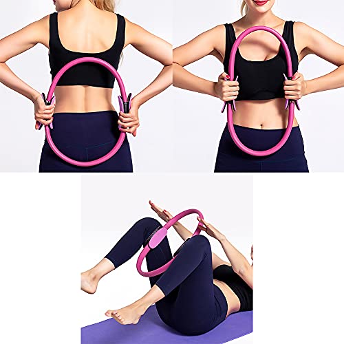 Liujiami Yoga Círculos Pilates Aros Doble Mango Fitness Ejercicio Anillo Hogar Gimnasio Deporte Entrenamiento Herramienta para Resistencia y Flexibilidad