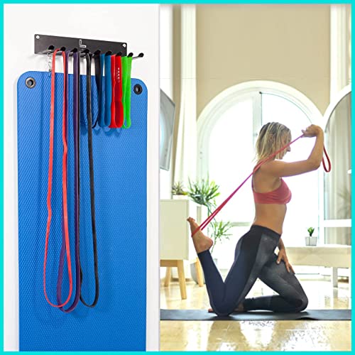 LIVOOL Soporte de pared para organizar y colgar bandas elasticas y material deportivo. Organizador de gimnasio