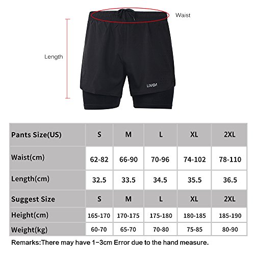 Lixada Hombres Pantalónes Cortos de Running 2-en-1, Pantalones Cortos de Atletismo, Pantalones Cortos de Fitness Maratón, Transpirable Pantalones+Secado Rápido (Gris Oscuro, M)