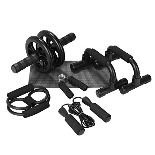 Lixada Rueda Abdominales Kit 6 en 1 con Push-UP Bar Cuerda para Saltar Esterilla de Rodilla para Entrenamiento Muscular Fitness Ejercicio en Casa