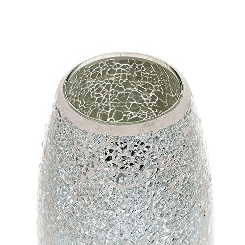 London Boutique Jarrones para Flores Hechos a Mano, diseño de Mosaico con Purpurina, Cristal Brillante Decorativo, Regalo (Plata)