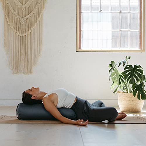 Lotuscrafts Bolster Yoga Rodillo para Yin Yoga Ø24 cm - Relleno de Espelta - Cubierta en Algodon Lavable- Cojin Yoga Rodilla - Rulo Pilates o Yoga - Bolster Yoga Algodon - Certificado GOTS