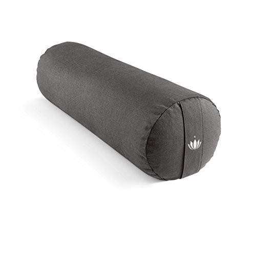 Lotuscrafts Bolster Yoga Rodillo para Yin Yoga Ø24 cm - Relleno de Espelta - Cubierta en Algodon Lavable- Cojin Yoga Rodilla - Rulo Pilates o Yoga - Bolster Yoga Algodon - Certificado GOTS