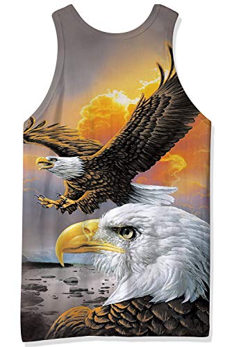 Loveternal Hombre Alas águila Camiseta sin Mangas 3D Impresión Novedad Casual Gráfico Gimnasio T-Shirt XL