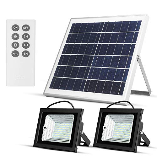 Luces Solares LED con Remota al Aire Libre a La Inundación Solar del Amanecer de Luces 18W 13.8 " Panel solar 800LM Dual 112 LED Luces IP65 a Prueba de Agua para Asta de Bandera, Calle