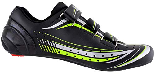 LUCK Zapatilla de Ciclismo Mega, para Carretera, con Suela de Carbono y Triple Tira de Velcro. (43 EU)