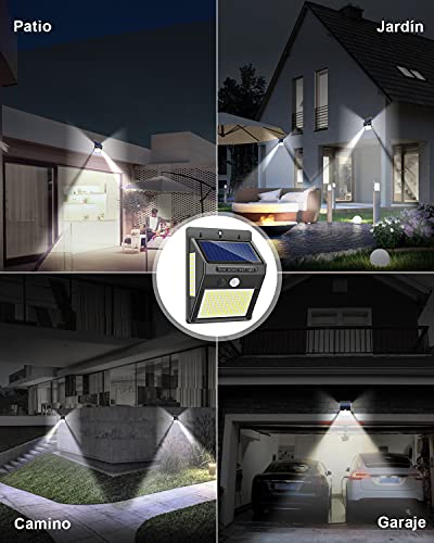 Luz Solar Exterior,Innosinpo【2021 Ultimo Modelo 4 Pack 216 LED】Focos Solares Exterior con Sensor de Movimiento,Luces LED Solares Exteriores 300º Iluminación,Impermeable Lampara Solar para Garaje,Patio