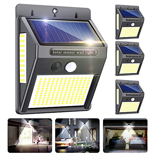 Luz Solar Exterior,Innosinpo【2021 Ultimo Modelo 4 Pack 216 LED】Focos Solares Exterior con Sensor de Movimiento,Luces LED Solares Exteriores 300º Iluminación,Impermeable Lampara Solar para Garaje,Patio