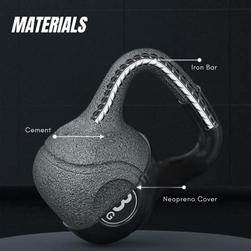 MAGIC SELECT Pesa Rusa de 8kg. Pesa Kettlebell de Hormigón con Mango Ergonómico. Mancuerna Kettlebell para Entrenamiento Muscular en casa y Gimnasio.