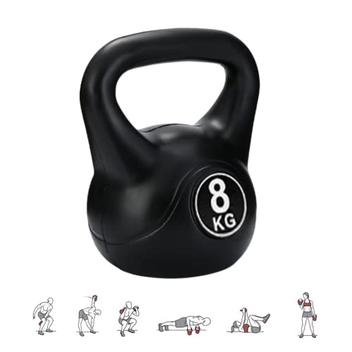 MAGIC SELECT Pesa Rusa de 8kg. Pesa Kettlebell de Hormigón con Mango Ergonómico. Mancuerna Kettlebell para Entrenamiento Muscular en casa y Gimnasio.