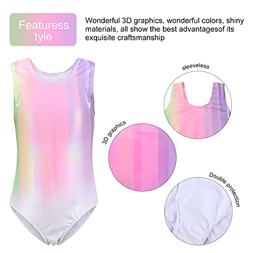 Maillot de Gimnasia Leotardos de Danza Body Ballet Clásico Sin Mangas para Niña Rosa 100-110 cm 3-4 Años