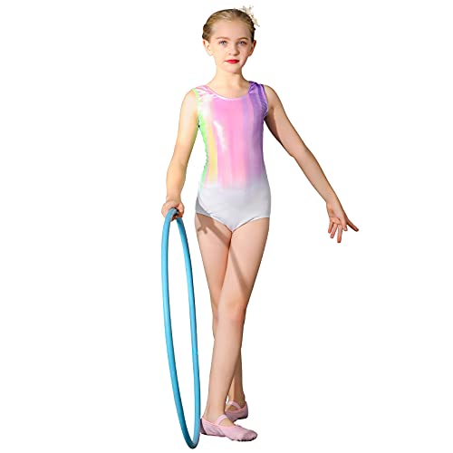 Maillot de Gimnasia Leotardos de Danza Body Ballet Clásico Sin Mangas para Niña Rosa 100-110 cm 3-4 Años