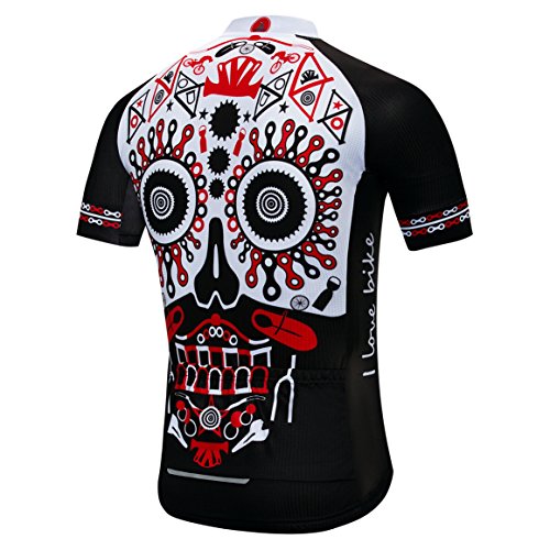 Maillot Shenshan de Ciclismo para Hombres, transpirable, manga corta, color blanco, Hombre, color negro rojo, tamaño medium