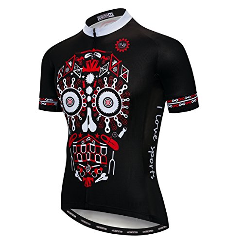 Maillot Shenshan de Ciclismo para Hombres, transpirable, manga corta, color blanco, Hombre, color negro rojo, tamaño medium