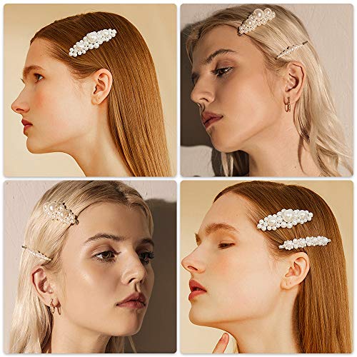 Makone Pinzas Horquillas Perlas Pelo Mujeres Artificiales Resina Acrílica Clips, Perlas Pinzas Para el Cabellola Fiesta de Bodas de la Novia de Dama de Niña Accesorios (12 PCS)