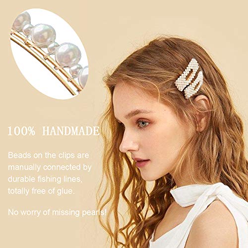 Makone Pinzas Horquillas Perlas Pelo Mujeres Artificiales Resina Acrílica Clips, Perlas Pinzas Para el Cabellola Fiesta de Bodas de la Novia de Dama de Niña Accesorios (12 PCS)