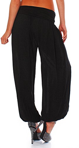 Malito Bombacho Aladin Harem Pantalón Boyfriend Baggy Yoga 1482 Mujer Talla Única (Negro)