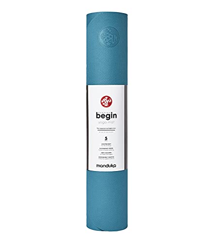 Manduka Begin Esterilla unisex para yoga y pilates, color azul Bondi, 165 cm