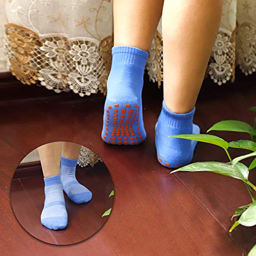 MaoXinTek Calcetines Antideslizantes para Niños Pequeños Algodón Lindo con Puños, Calentar 6 Pares de Zapatillas Calcetines de Piso de Corte Bajo con Silicona para 1-2 años de Bebés y Niñas