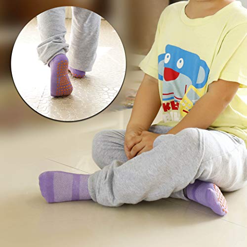 MaoXinTek Calcetines Antideslizantes para Niños Pequeños Algodón Lindo con Puños, Calentar 6 Pares de Zapatillas Calcetines de Piso de Corte Bajo con Silicona para 1-2 años de Bebés y Niñas