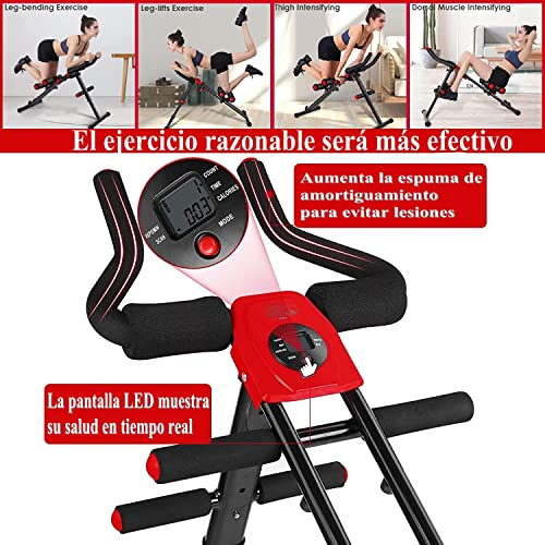 Máquina de Entrenamiento Abdominal - AB Trainer, Aparato para Ejercer Abdomen, 5 Niveles de Resistencia, Altura Ajustable, Plegable, con Pantalla LCD, para Formar Física, Adelgazar, Uso Doméstico