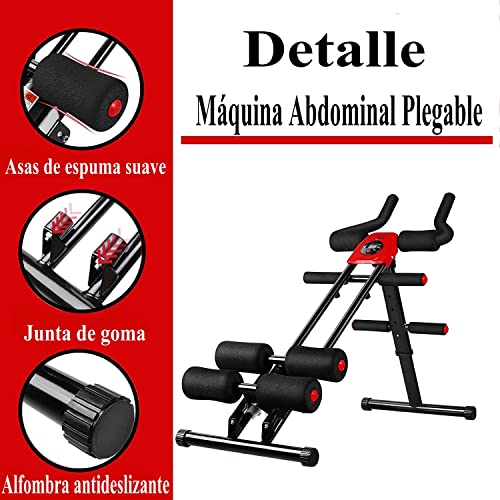 Máquina de Entrenamiento Abdominal - AB Trainer, Aparato para Ejercer Abdomen, 5 Niveles de Resistencia, Altura Ajustable, Plegable, con Pantalla LCD, para Formar Física, Adelgazar, Uso Doméstico