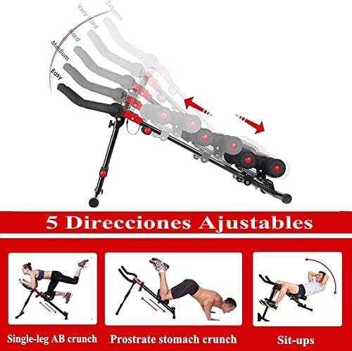 Máquina de Entrenamiento Abdominal - AB Trainer, Aparato para Ejercer Abdomen, 5 Niveles de Resistencia, Altura Ajustable, Plegable, con Pantalla LCD, para Formar Física, Adelgazar, Uso Doméstico