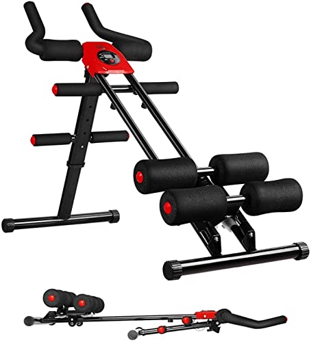 Máquina de Entrenamiento Abdominal - AB Trainer, Aparato para Ejercer Abdomen, 5 Niveles de Resistencia, Altura Ajustable, Plegable, con Pantalla LCD, para Formar Física, Adelgazar, Uso Doméstico