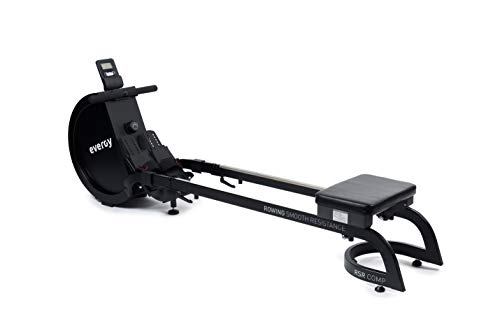 Máquina Remo Indoor EVERGY Rower H1 RSR - Resistencia magnética de 16 Niveles - Volante de inercia de 2,5 kg - Asiento Acolchado sobre Dos raíles - Plegable - Ruedas - Consola LCD