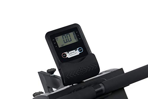 Máquina Remo Indoor EVERGY Rower H1 RSR - Resistencia magnética de 16 Niveles - Volante de inercia de 2,5 kg - Asiento Acolchado sobre Dos raíles - Plegable - Ruedas - Consola LCD