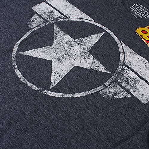 Marvel Cap Logo Camiseta, Heather Navy, S para Hombre