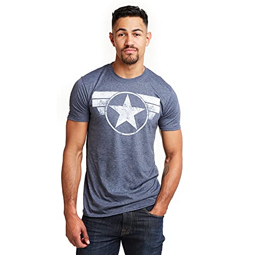 Marvel Cap Logo Camiseta, Heather Navy, S para Hombre