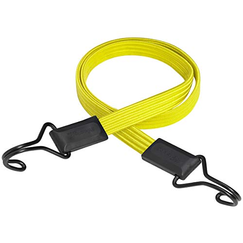 Master Lock 3226EURDAT Cuerdas elásticas Planas con Ganchos de Doble Alambre, óptimo para Sujetar Cargas Pequeñas, Camping, Mudanzas, Amarillo, 100 cm