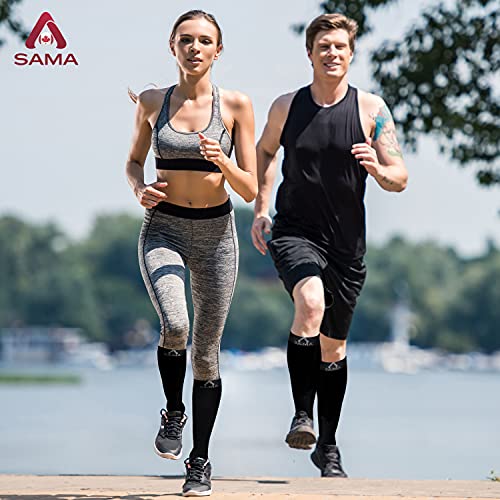 Medias de Compresión Mujer y Hombre, Clase 2 – 2 Pares de Calcetines de Compresión Mujer – Ideal para Vuelos, Deportes, Circulación Sanguínea – Calcetines Compresivos Enfermera y Embarazada