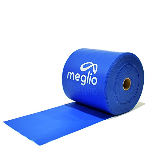 Meglio Banda de Resistencia sin Látex– Rollo de 23 metros. Variedad en resistencia - Cinco niveles desde extra suave hasta extra fuerte. Para fisioterapia y rehabilitación, deportistas, yoga y pilates