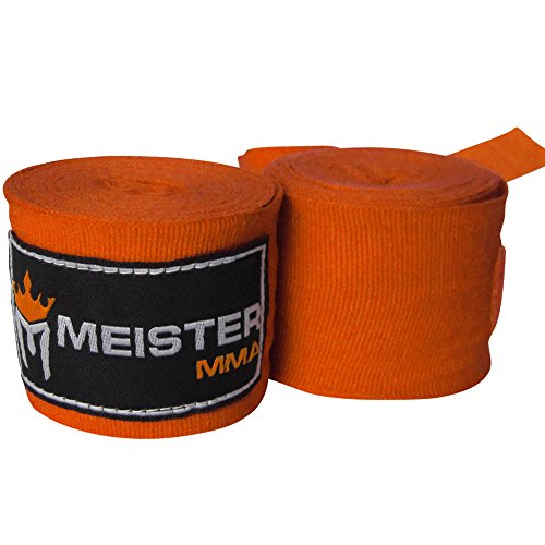 Meister 180" Vendas para Manos de algodón elásticas para MMA y Boxeo (Par) - Naranja