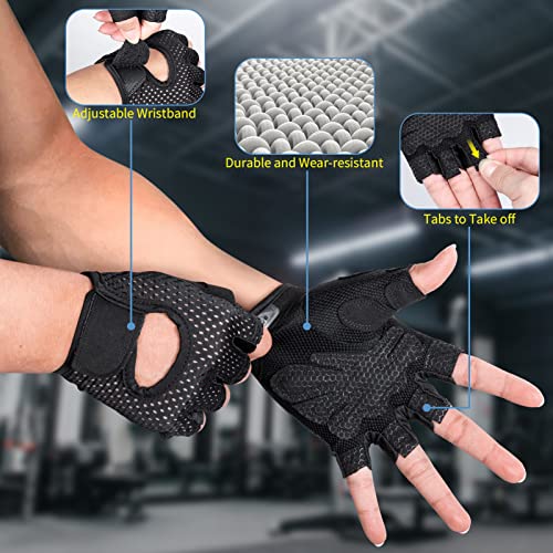 MELLIEX Guantes Gimnasio, Guantes Gym sin Dedos Antideslizante Guantes Fitness, Pesas, Crossfit, Ciclismo, Gloves de Entrenamiento para Hombre y Mujer - L