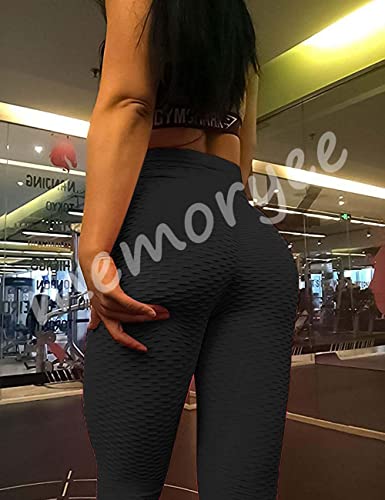 Memoryee Leggings Mujer Push Up Mallas Pantalones Deportivos anticeluliticos Suave Elásticos Alta Cintura Elásticos Yoga Fitness de Control la Barriga/Black/L