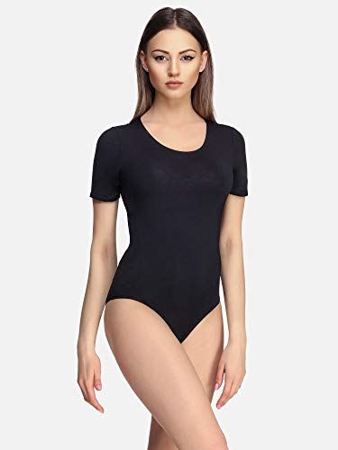 Merry Style Body Maillot Leotardo de Manga Corta Mujer MS10-282 (Negro, S)