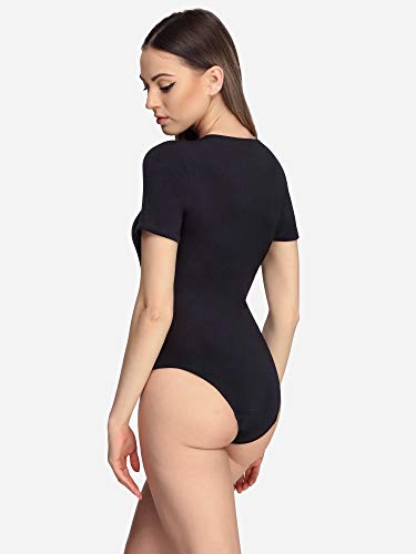 Merry Style Body Maillot Leotardo de Manga Corta Mujer MS10-282 (Negro, S)