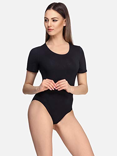 Merry Style Body Maillot Leotardo de Manga Corta Mujer MS10-282 (Negro, S)