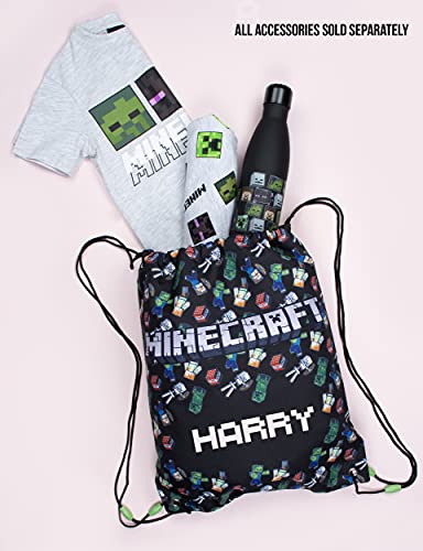 Minecraft - Bolsas con Cierre de Cordón Mundo Excelente Mochila Escolar, Bolsa de Gimnasio y Kit de Educación Física - Mercancía Oficial Bolsa de Gimnasio Personalizada