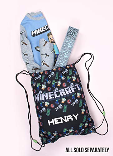 Minecraft - Bolsas con Cierre de Cordón Mundo Excelente Mochila Escolar, Bolsa de Gimnasio y Kit de Educación Física - Mercancía Oficial Bolsa de Gimnasio Personalizada