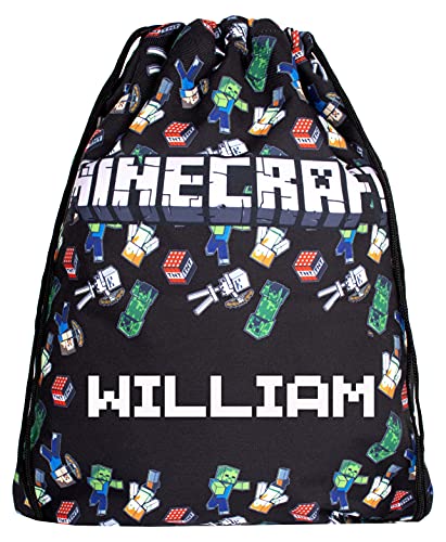 Minecraft - Bolsas con Cierre de Cordón Mundo Excelente Mochila Escolar, Bolsa de Gimnasio y Kit de Educación Física - Mercancía Oficial Bolsa de Gimnasio Personalizada