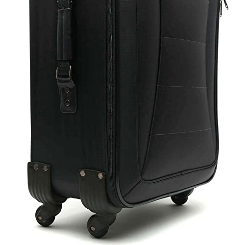 MISAKO Maleta Grande de Viaje Leslie Unisex Negra | Maleta Elegante de Nylon Blanda | 77x46x26cm | Maleta Grande para Viajes | 4 Ruedas | Semirígida - 3KG