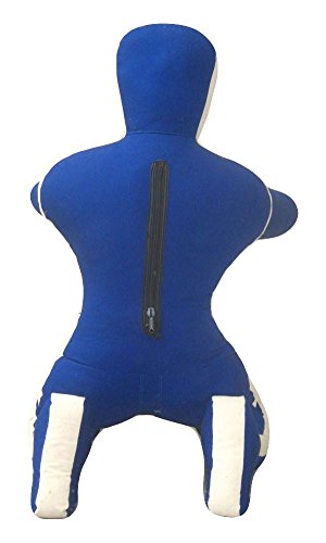 MMA Dummy Judo Punching UNFILLED Bag - Sitting Position Hands On Front Grappling Dummy (Canvas-Blue Large 70") (Blue Canvas, 70")