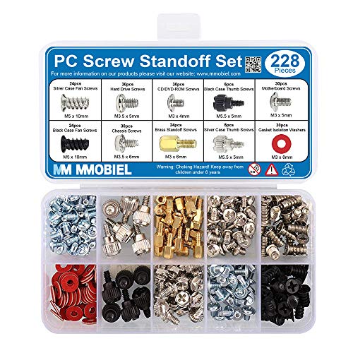 MMOBIEL 228Pcs PC Screw Standoff Set Kit para la caja de la computadora Disco duro Refrigerador de la placa madre Tarjetas gráficas del ventilador