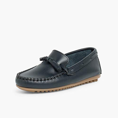 Mocasines Niño Piel Lazo Pisamonas Talla 31 en Color Azul