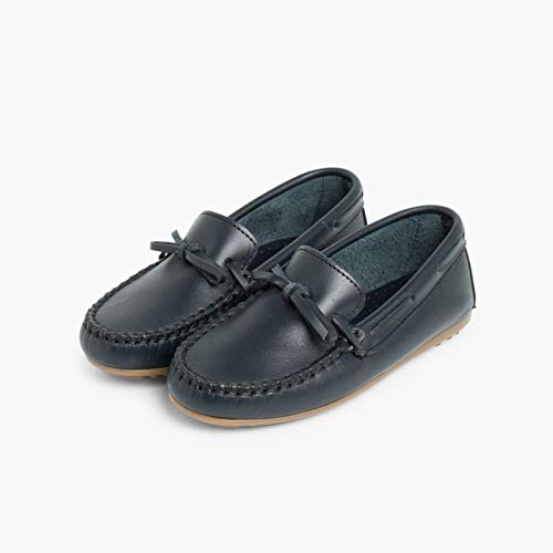 Mocasines Niño Piel Lazo Pisamonas Talla 31 en Color Azul